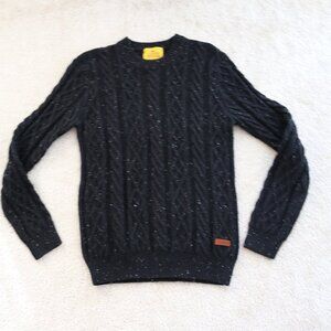 Women’s Black Speckled Cable Knit Crewneck Sweater
